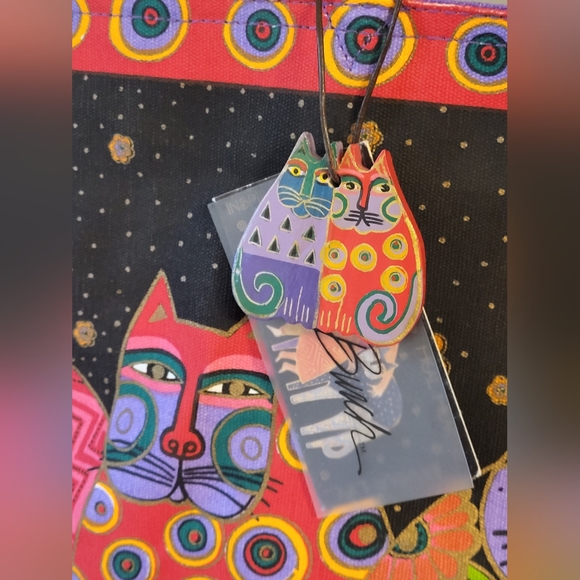 Laurel Burch NWT Large Cavas Tote LB7910 5 Cats - Picture 11 of 11